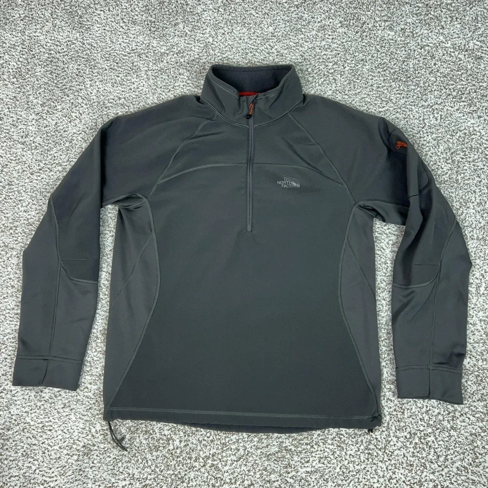 North Face‎ Pullover Mens Medium Gray Quarter Zip Long Sleeve Stretch Hiking Top